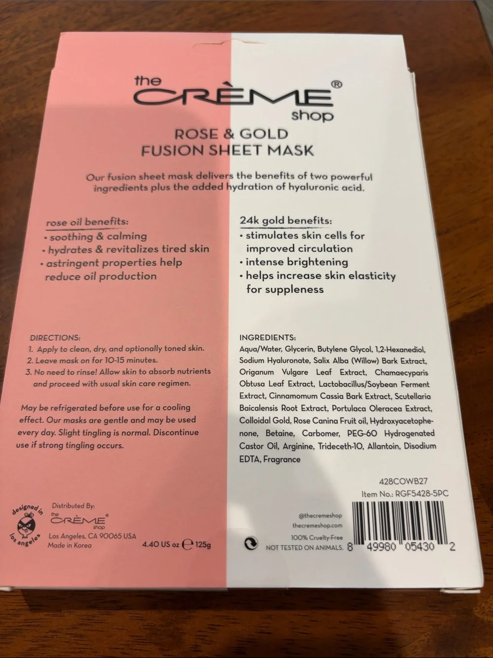 Gen Tell 5 Sheet Mask – Calming Hydration by The Crème 5 Sheet Masks and Bag